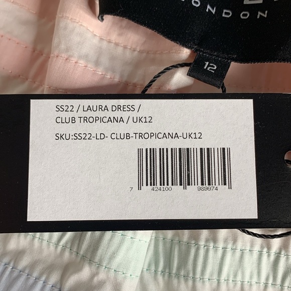 Paper London Laura Rainbow Stripes Sleeveless‎ Tiered Sundress Tie Strap Casual - Picture 10 of 11